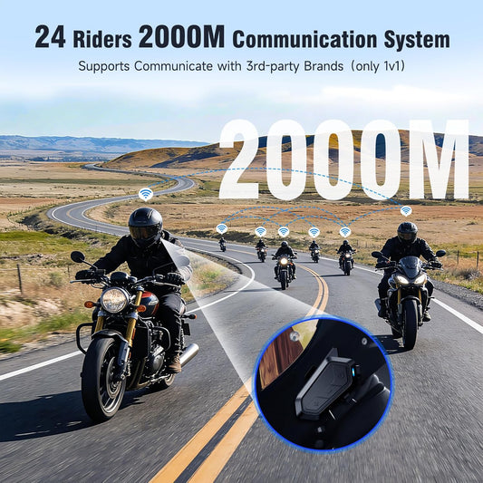 EDYELL Motorcycle Bluetooth Headset,V1 Motorcycle Helmet Speaker,24 Riders 2Km