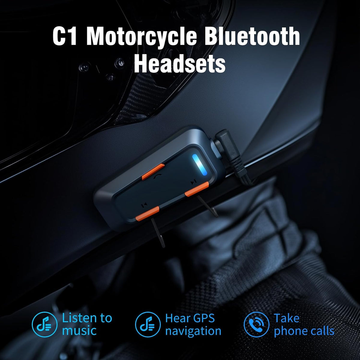 EDYELL C1 Helmet Bluetooth Headsets,IPX5 Waterproof Motorcycle