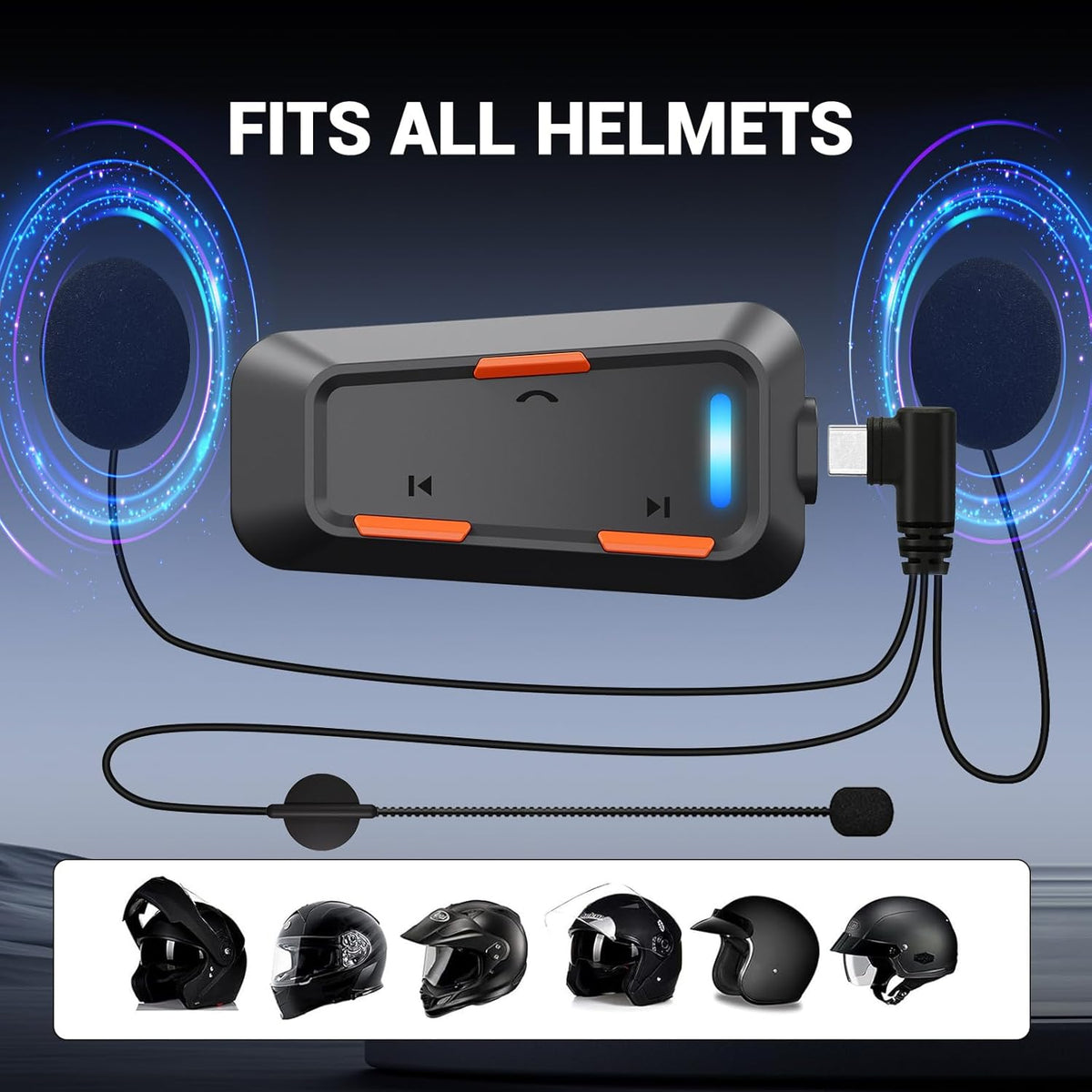 EDYELL C1 Helmet Bluetooth Headsets,IPX5 Waterproof Motorcycle