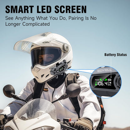 EDYELL A1 NEW Intercom Motorcycle Bluetooth Headsets, Smart LED Display