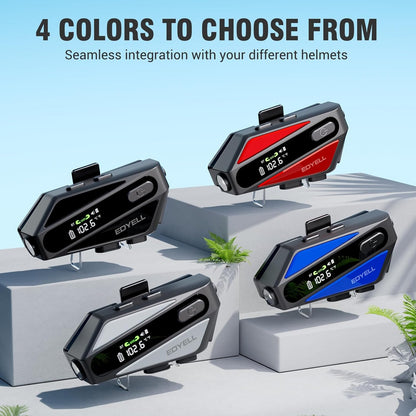 EDYELL C6 Motorcycle Bluetooth Intercom Headset|FM Radio Smart LED Display
