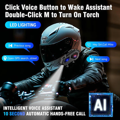 EDYELL C8 Motorcycle Bluetooth Headsets, LED Emergency Light