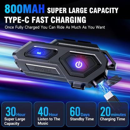 EDYELL C8 Motorcycle Bluetooth Headsets, LED Emergency Light