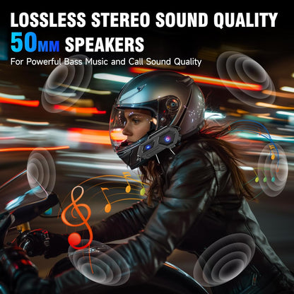 EDYELL C8 Motorcycle Bluetooth Headsets, LED Emergency Light