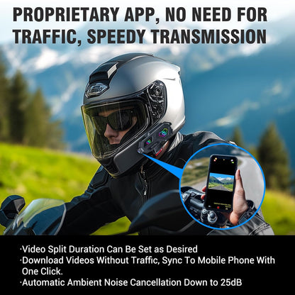 EDYELL C8 Max Motorcycle Bluetooth Intercom Headset,LED Emergency Lights,