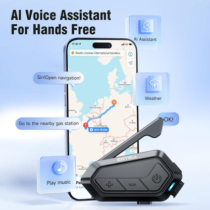 EDYELL Motorcycle Bluetooth Headset,V1 Motorcycle Helmet Speaker,24 Riders 2Km